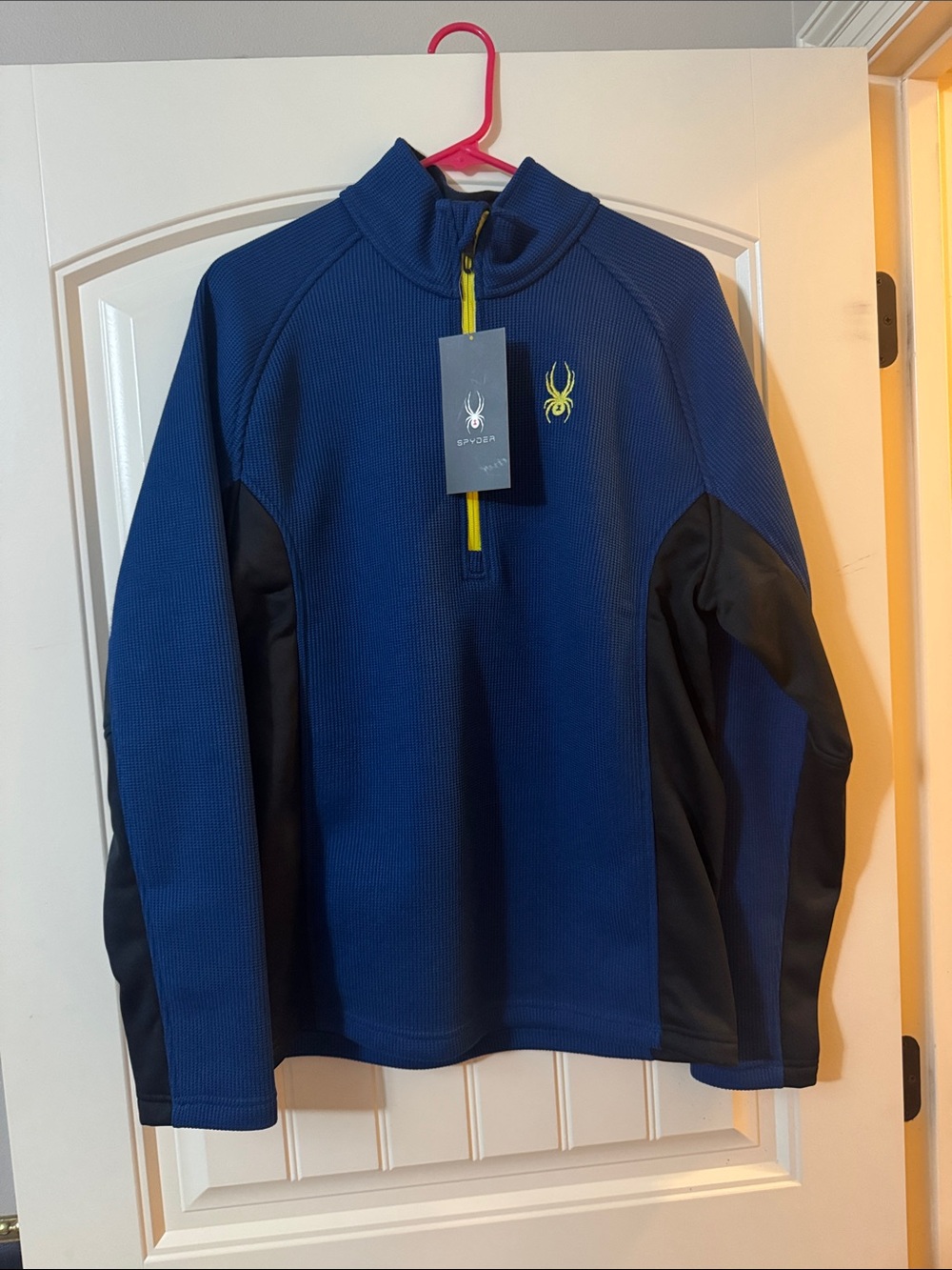 Spyder Men's Navy Blue Half-Zip Performance Pullover with Black Panels